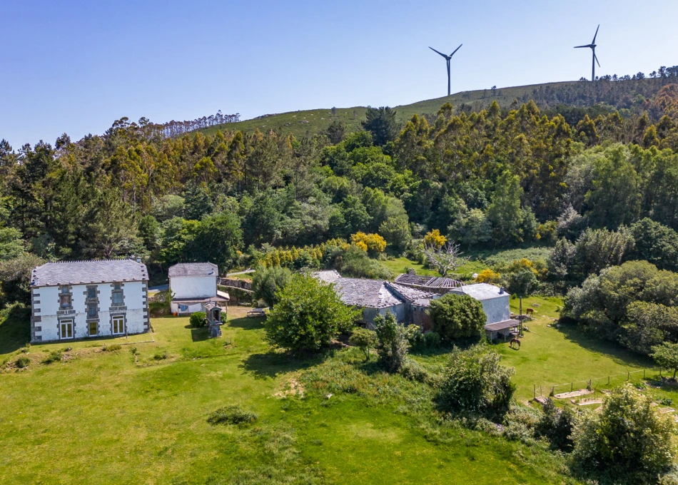 Galicia, Lugo, Ourol, hamlet, arial view 4