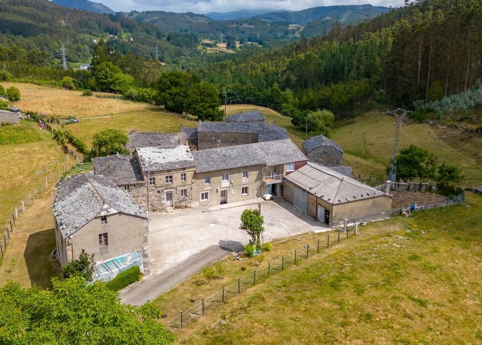 Galicia, Lugo, Ourol, country house, arial view 1