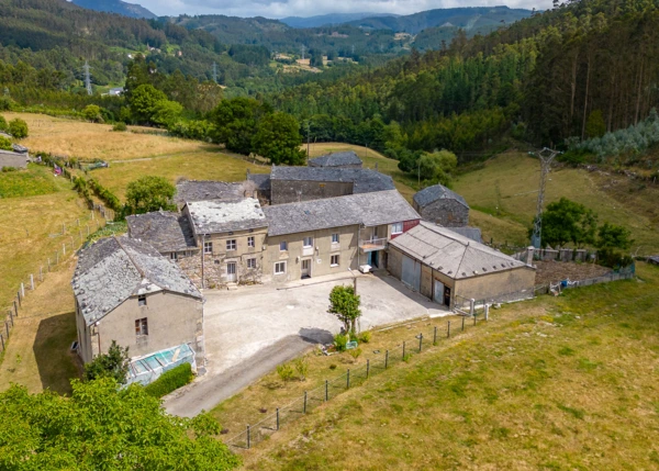 Galicia, Lugo, Ourol, country house, arial view 1