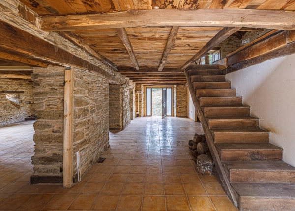 1187-Galicia, Lugo, Becerrea, Casa de campo, escalera