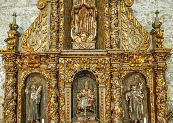 1207- Galicia, Pontevedra, Pazo Parda, Casa de campo, retablo capilla                        
