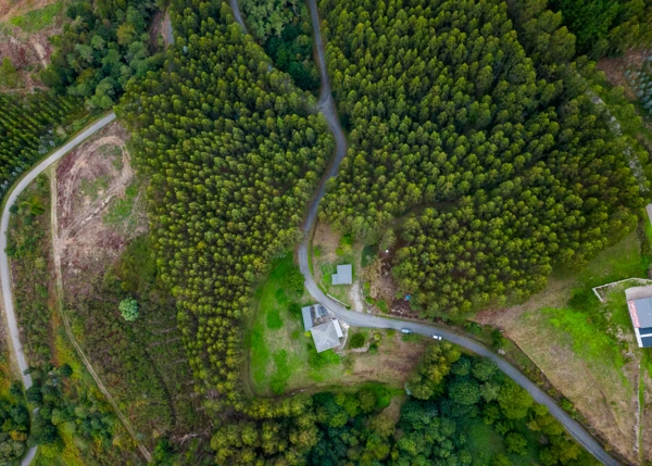 Galicia, Lugo; Pontenova, Country house, arial view 1