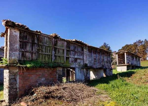 Galicia, La Coruña, Abegondo, granja, horreos