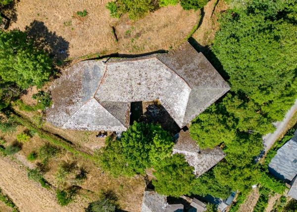 Asturias, La Muria, hamlet, birds eye view