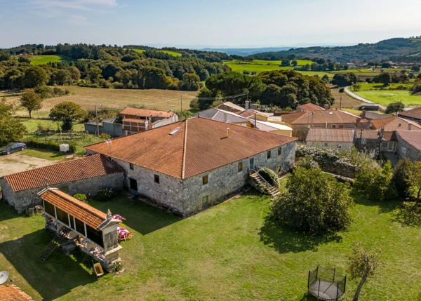 1653-Galicia, Lugo, Chantada, rural tourism casa de Portomene arial view 1