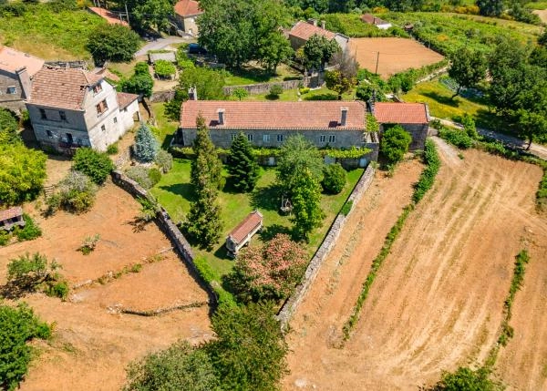 Galicia, Pontevedra, Cervillon, Pazo, arial view 2