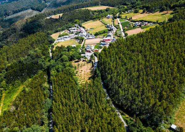 Galicia, Lugo, Riotorto, country house arial view 2