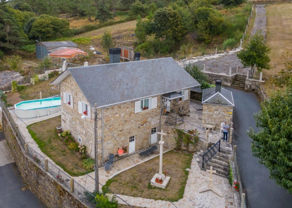 Galicia, Pontevedra, Rodeiro, country house,  arial view 1