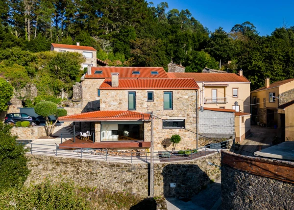 1875-Galicia, Coruña, Cee, Estorde, beach house, arial view