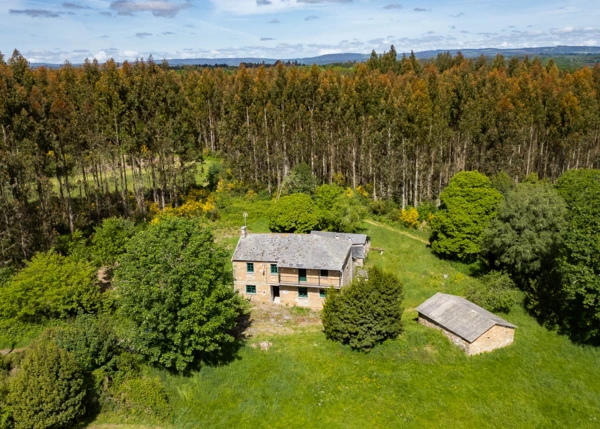 1984-Galicia, Lugo, Country house, arial view 1