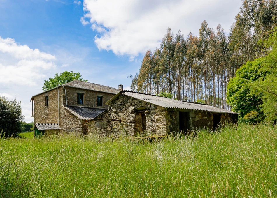 1984-Galicia, Lugo, Country house, view from fields