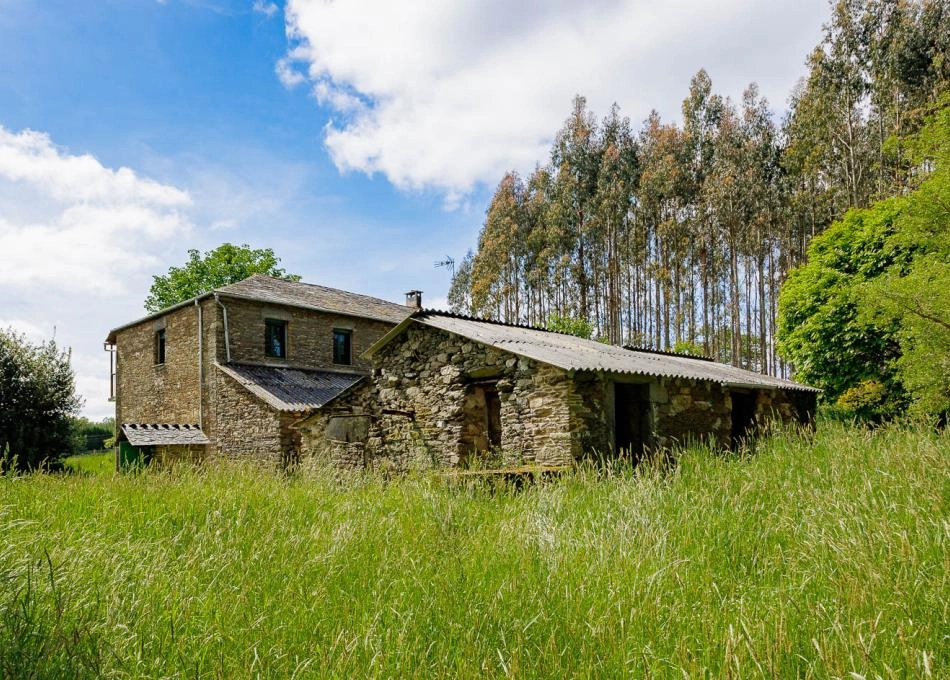 1984-Galicia, Lugo, casa rural,vista desde campos 