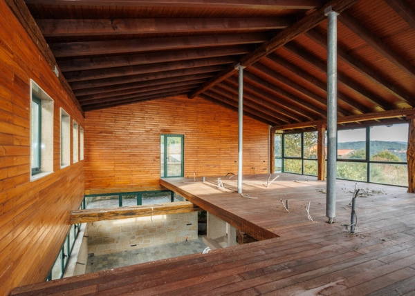 Galicia, La Coruña, Siavo, Noia, planta superior con hueco de escalera