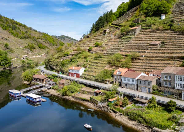 2105- Galicia, Lugo, Belesar, casa rustica, vista area 1