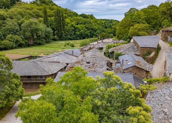 Galicia, Lugo, Samos, Arial view 6
