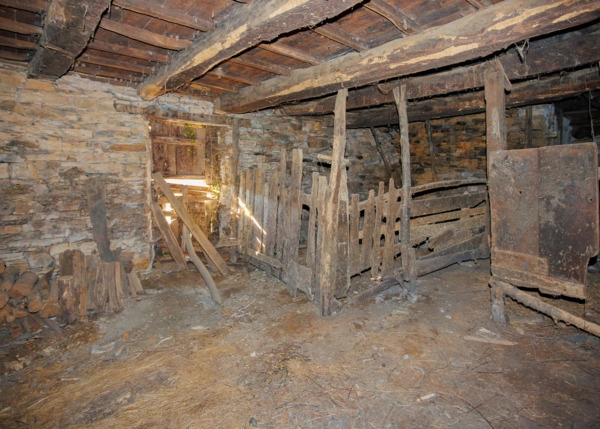Galicia, Lugo, Becerreá, animal pens in basement