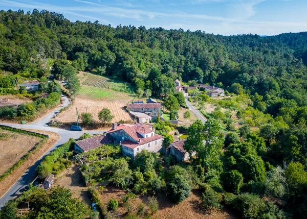 Galicia, Pontevedra, La Estrada, Berres,  arial view 3